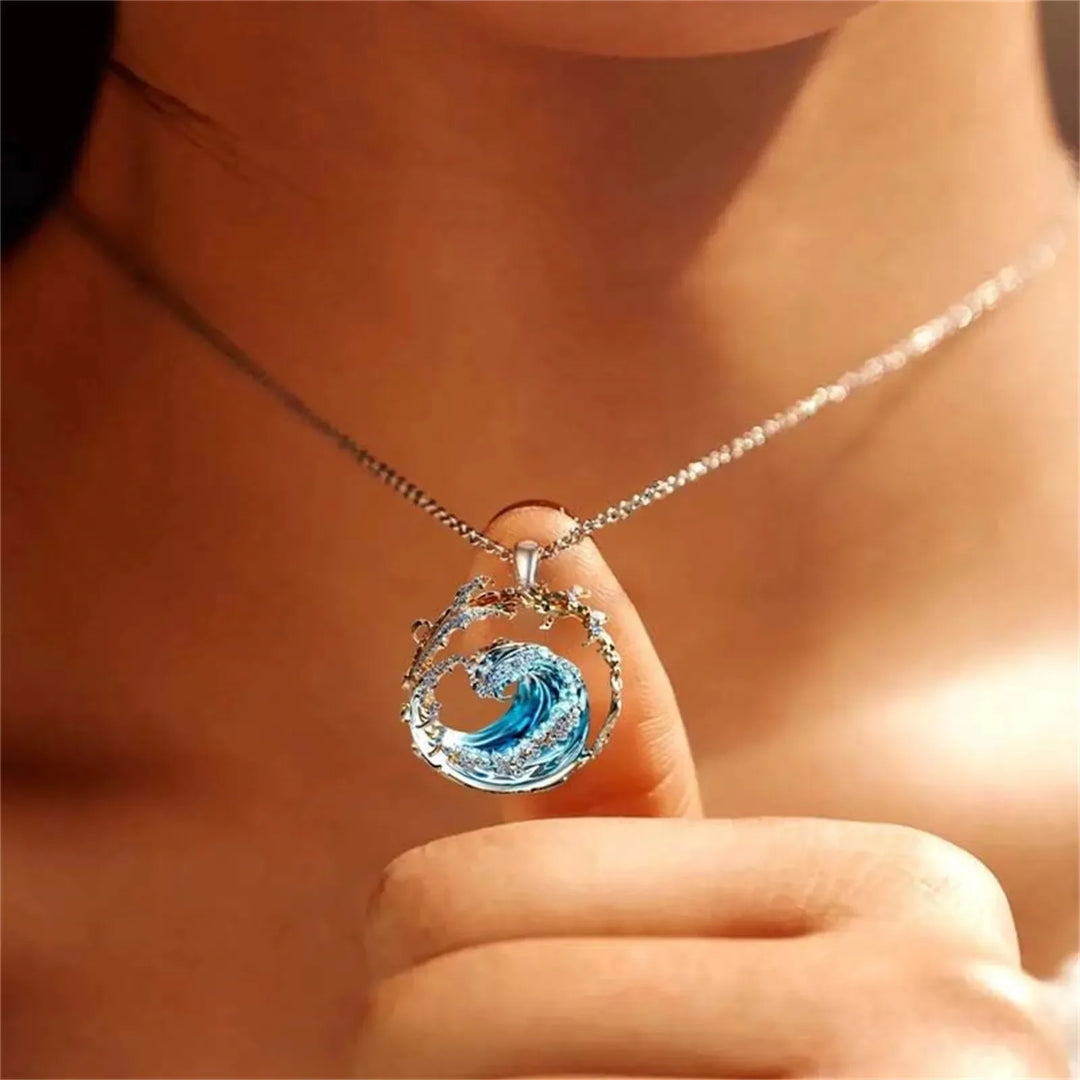Ocean Wave Pendant Necklace