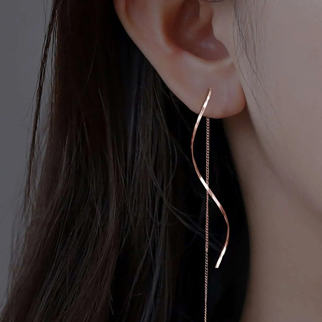 Zoe | Wave Threader Earrings