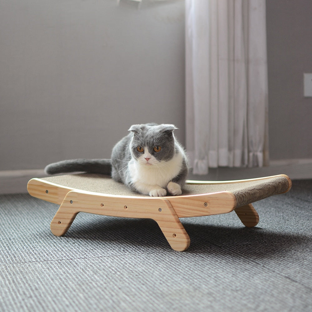 Wooden Cat Scratcher & Lounger