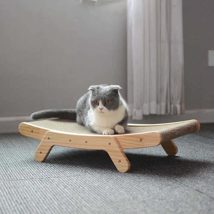Wooden Cat Scratcher & Lounger