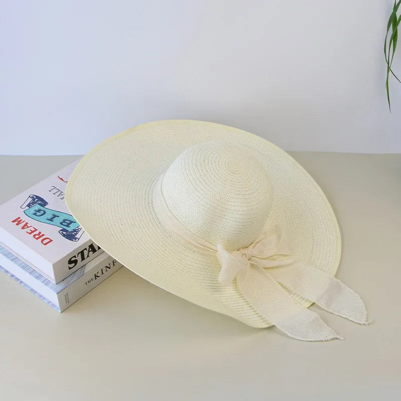 Malira | Women's Wide-Brim Straw Panama Hat with Elegant Bowknot