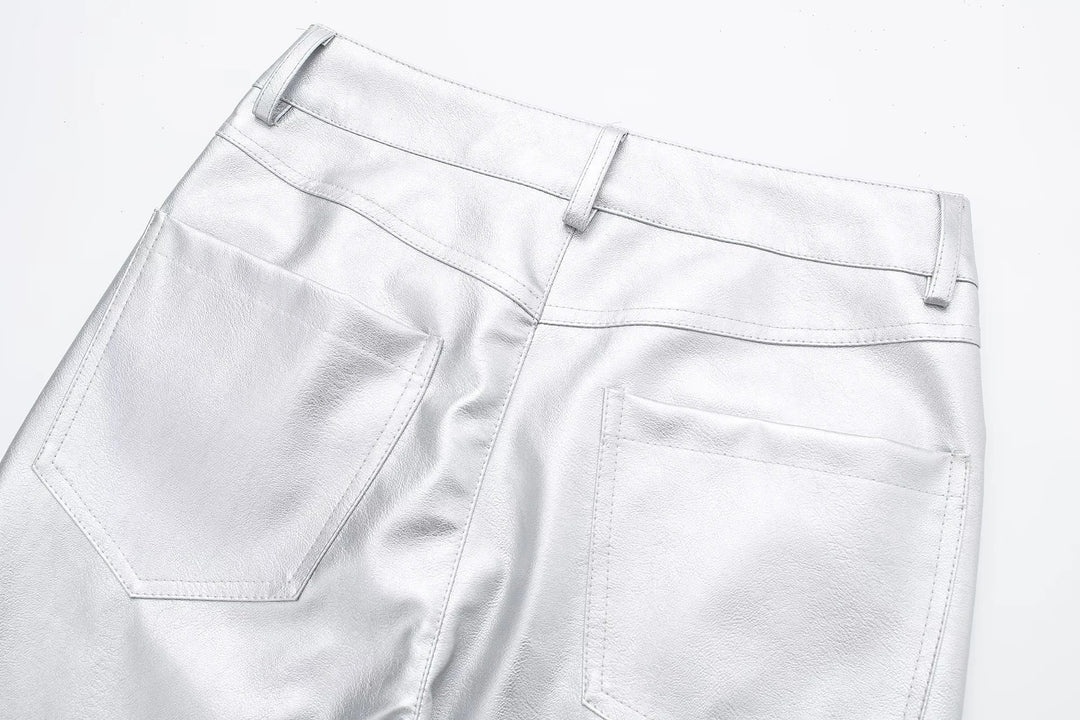Miren | Women’s Stylish Metallic Silver Pants