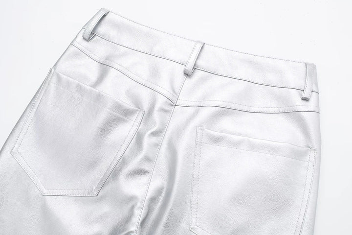 Miren | Women’s Stylish Metallic Silver Pants