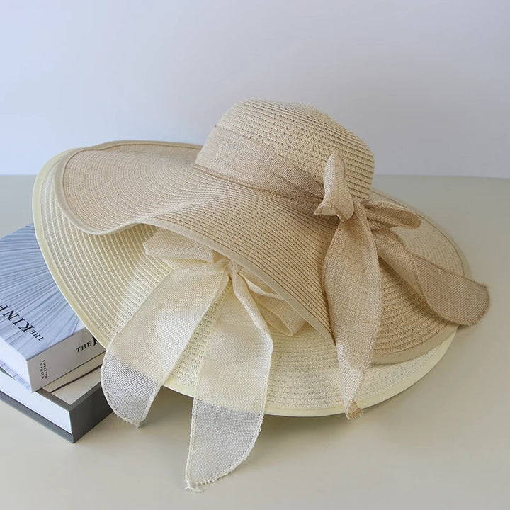 Malira | Women's Wide-Brim Straw Panama Hat with Elegant Bowknot