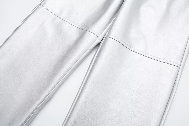 Miren | Women’s Stylish Metallic Silver Pants