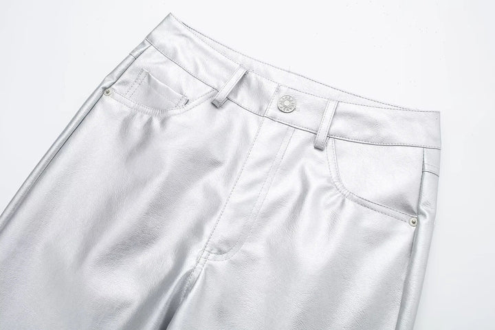 Miren | Women’s Stylish Metallic Silver Pants