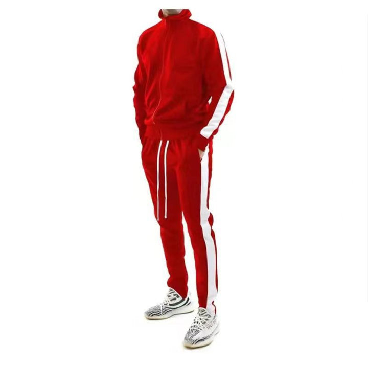 Men's Hooded Tracksuit with White Side Stripes | Relaxed Fit