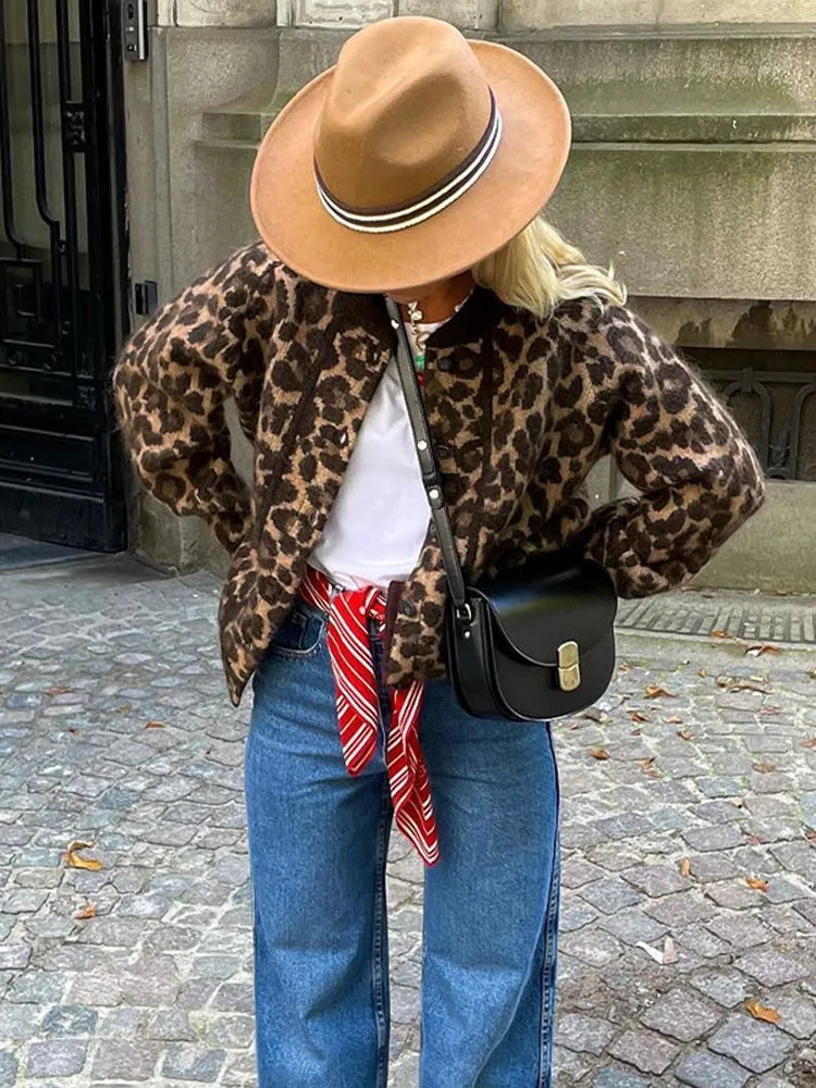 Xelara | Women’s Leopard Print Knit Cardigan