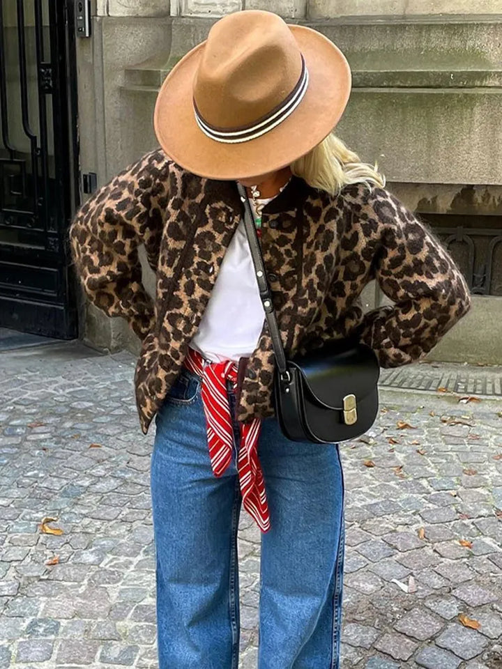 Xelara | Women’s Leopard Print Knit Cardigan