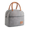 Grey Canvas Insulated Lunch Bag with Brown Handles