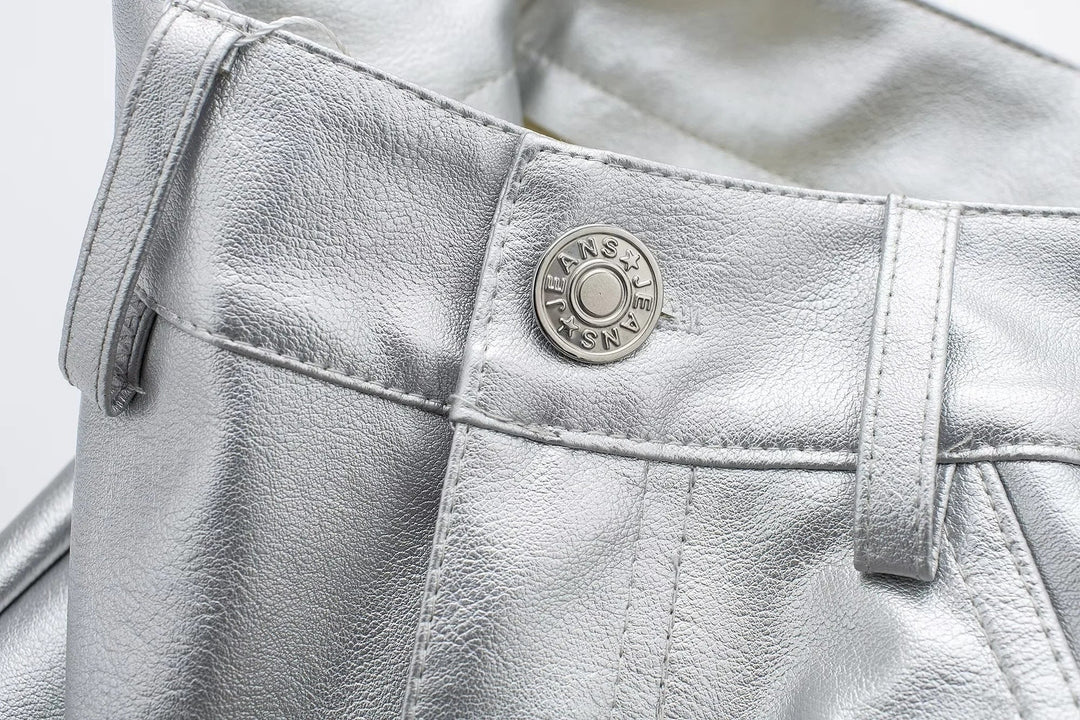 Miren | Women’s Stylish Metallic Silver Pants