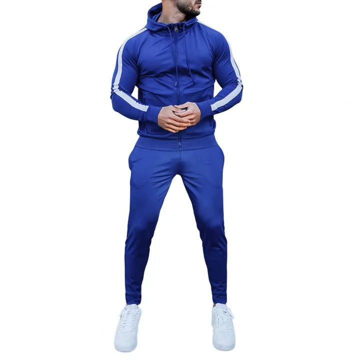 Men's Hooded Tracksuit with White Side Stripes | Relaxed Fit