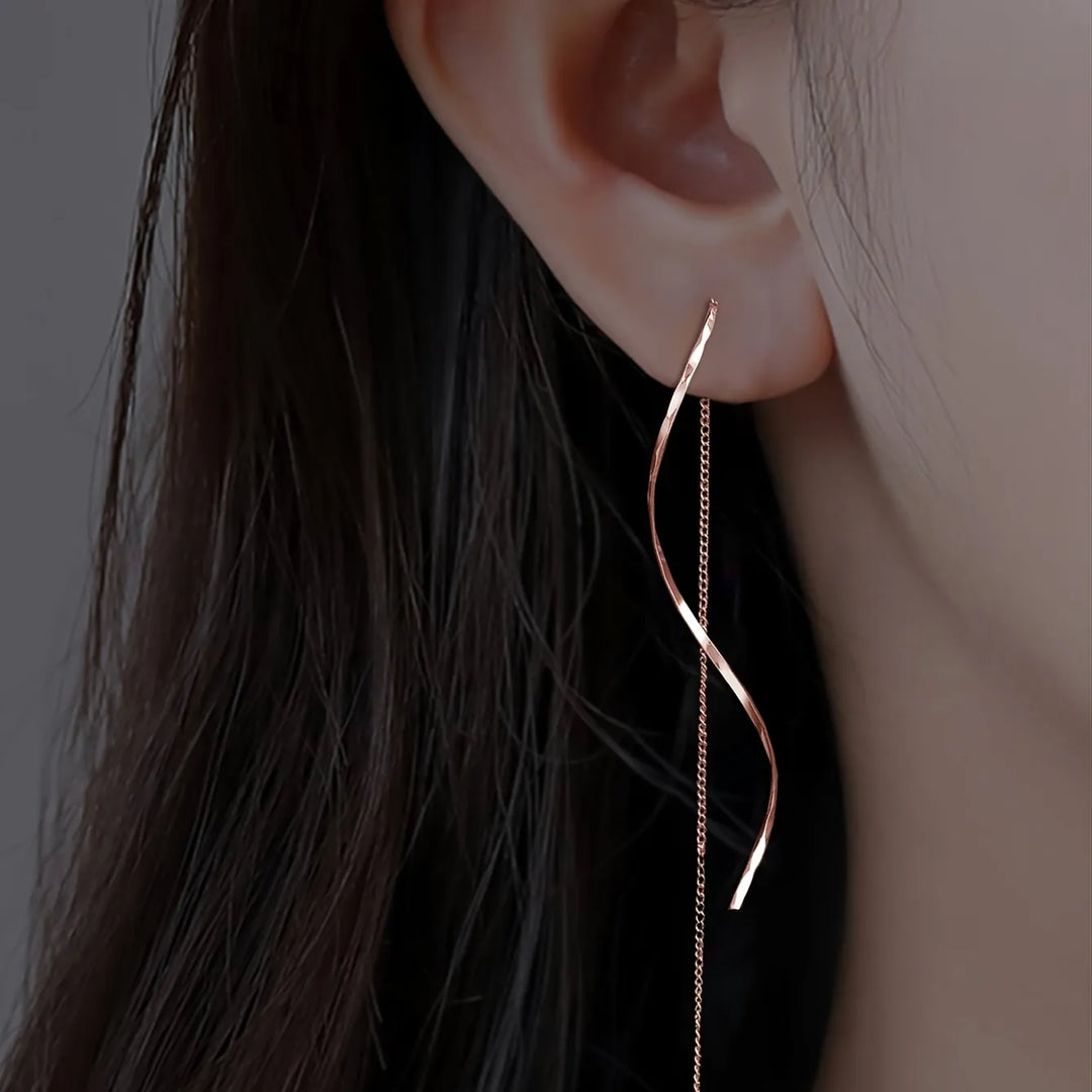 Zoe | Wave Threader Earrings