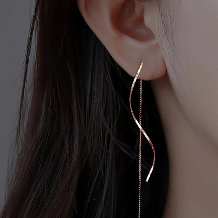 Zoe | Wave Threader Earrings
