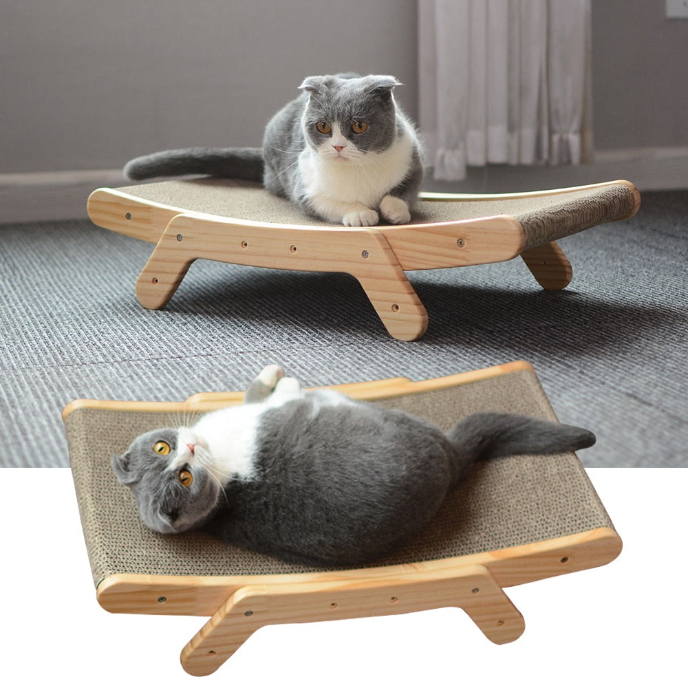 Wooden Cat Scratcher & Lounger