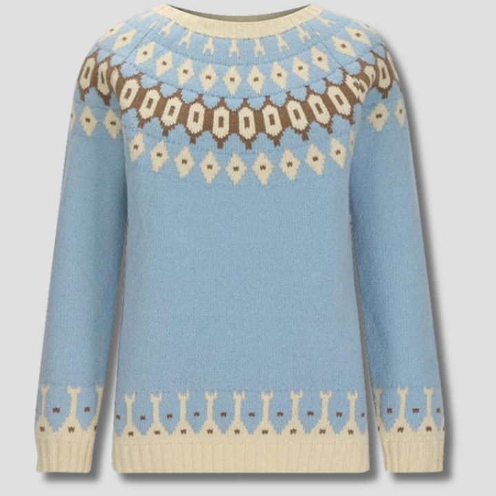 Women’s Sky Blue Nordic Sweater | Relaxed Fit
