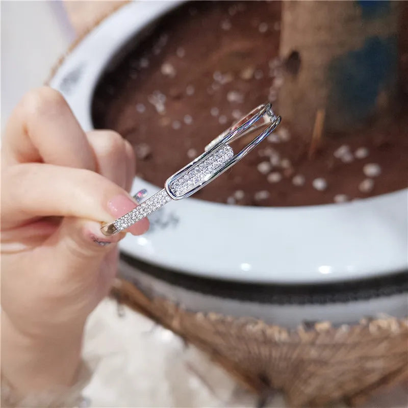 Open Bangle Bracelet with Sparkling Accent