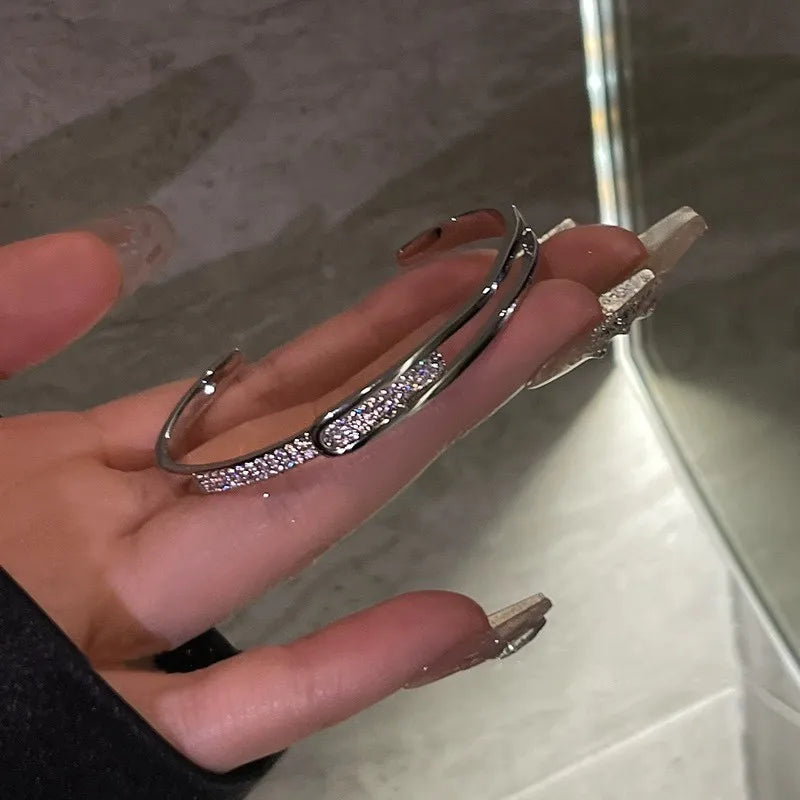 Open Bangle Bracelet with Sparkling Accent