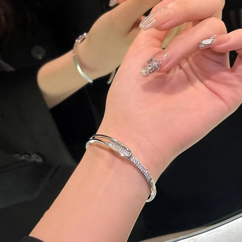 Open Bangle Bracelet with Sparkling Accent