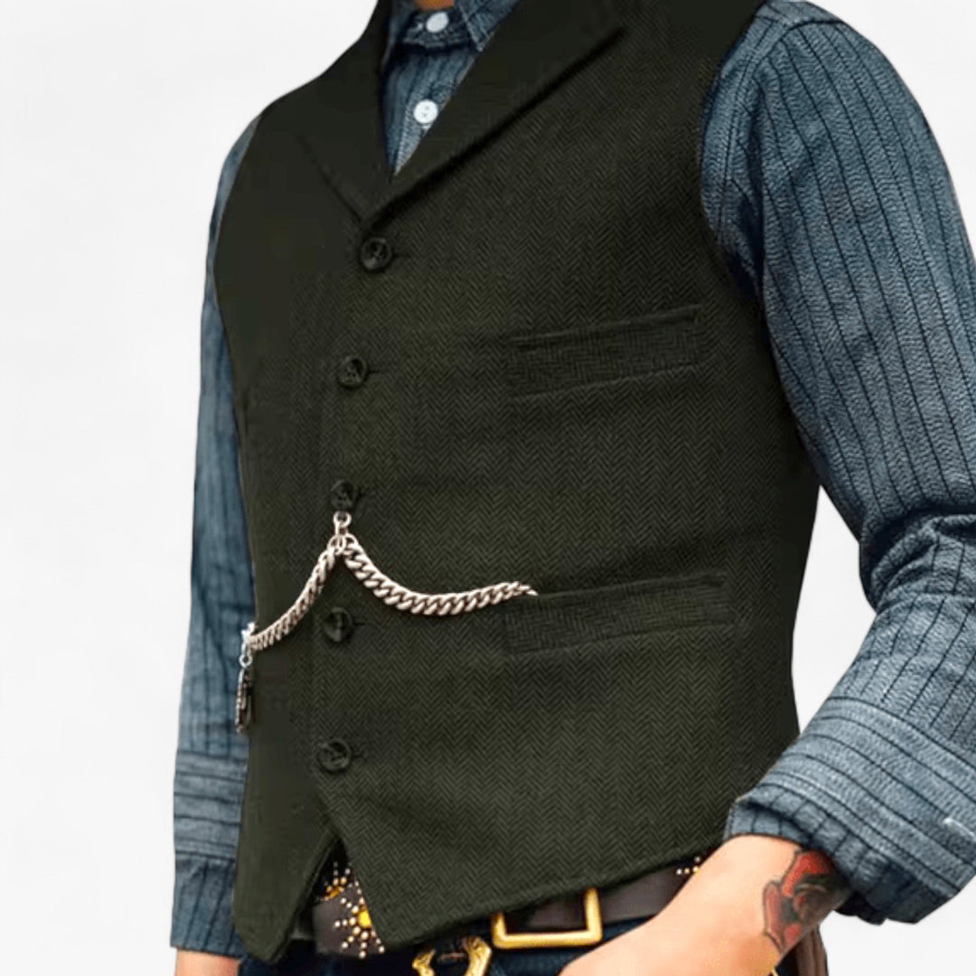 Men’s Timeless Wool Vest | Classic Herringbone Design