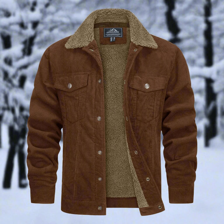 Men’s Warm Casual Jacket with Sherpa Lining & Chest Pockets