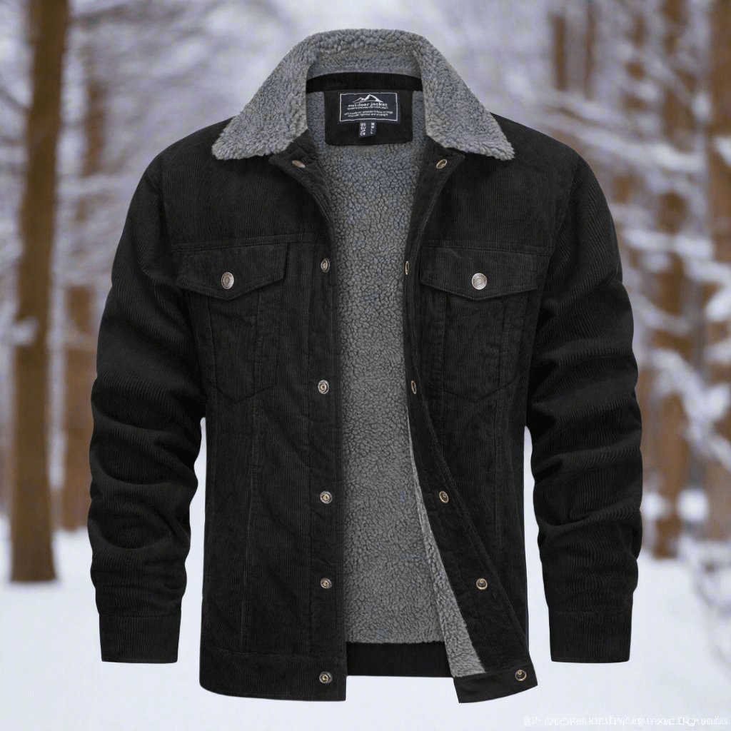 Men’s Warm Casual Jacket with Sherpa Lining & Chest Pockets