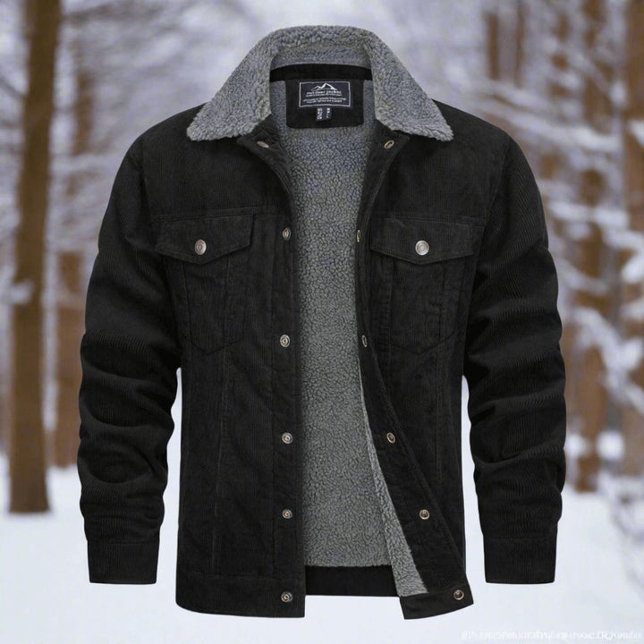 Men’s Warm Casual Jacket with Sherpa Lining & Chest Pockets