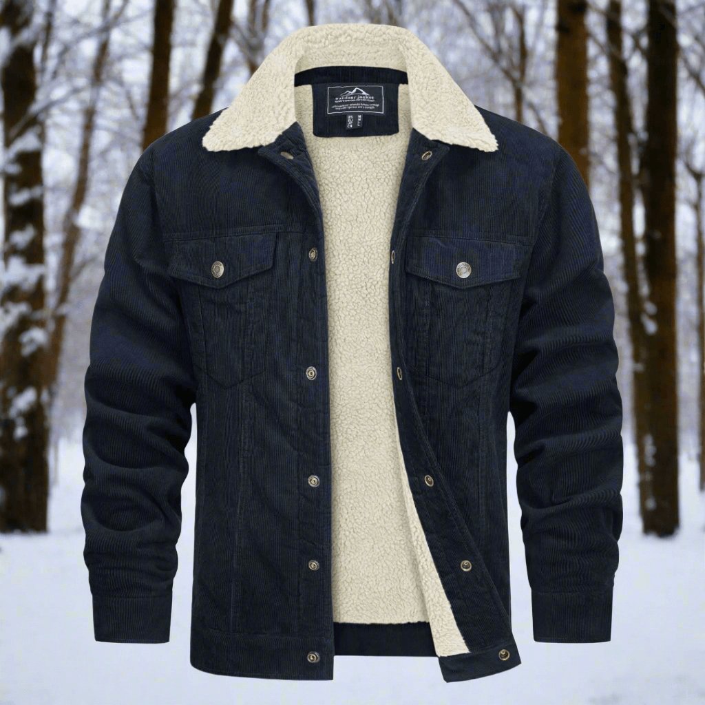 Men’s Warm Casual Jacket with Sherpa Lining & Chest Pockets