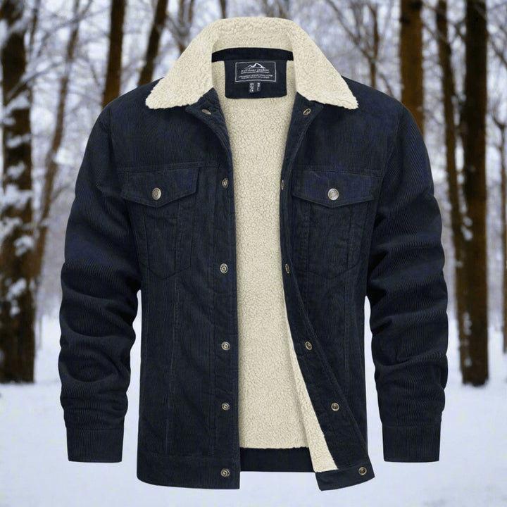Men’s Warm Casual Jacket with Sherpa Lining & Chest Pockets