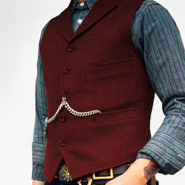 Men’s Timeless Wool Vest | Classic Herringbone Design