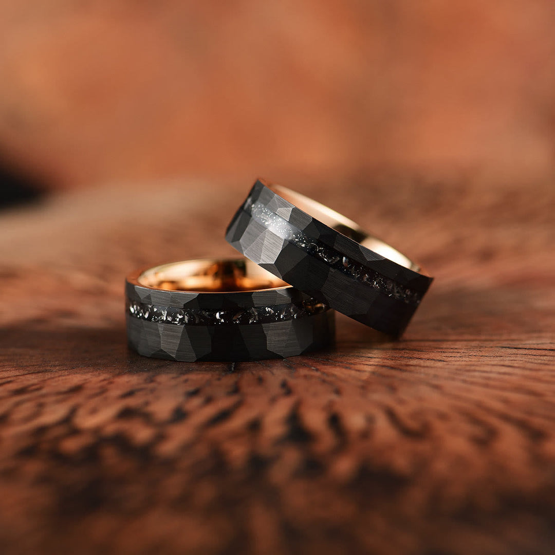 8 mm Black Tourmaline Tungsten Carbide Ring