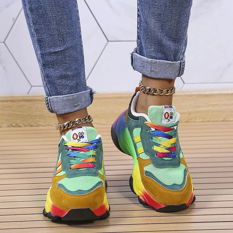 Orthopedic Rainbow Sneakers for Women | Soft & Breathable