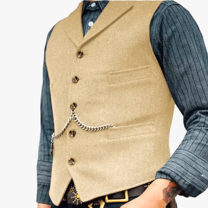 Men’s Timeless Wool Vest | Classic Herringbone Design