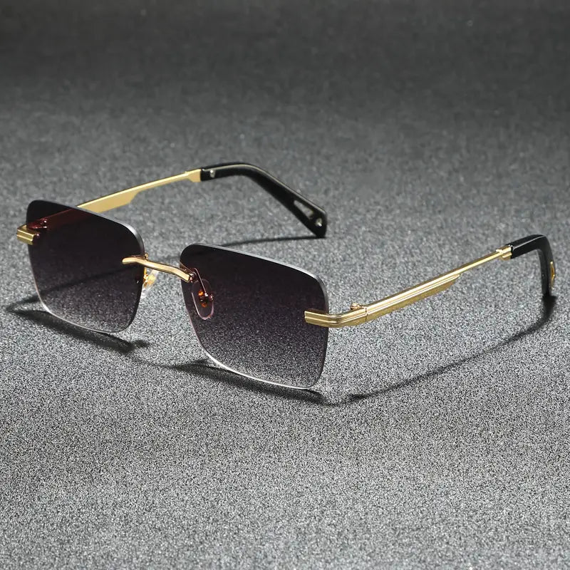 Men’s Rimless Square Sunglasses | Business Casual Style