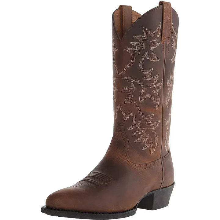 Men’s Embroidered Leather Cowboy Boots