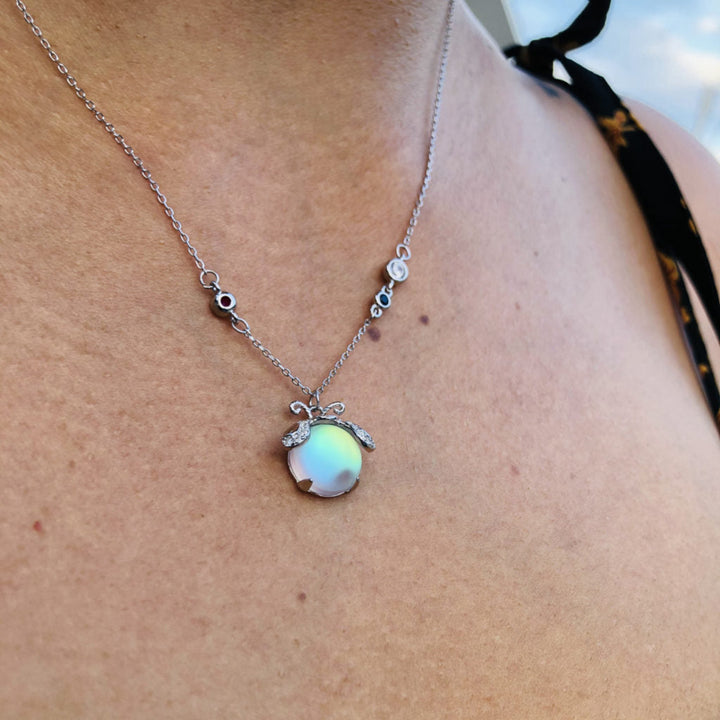 Mia | Sterling Silver Firefly Necklace with Moonstone Pendant