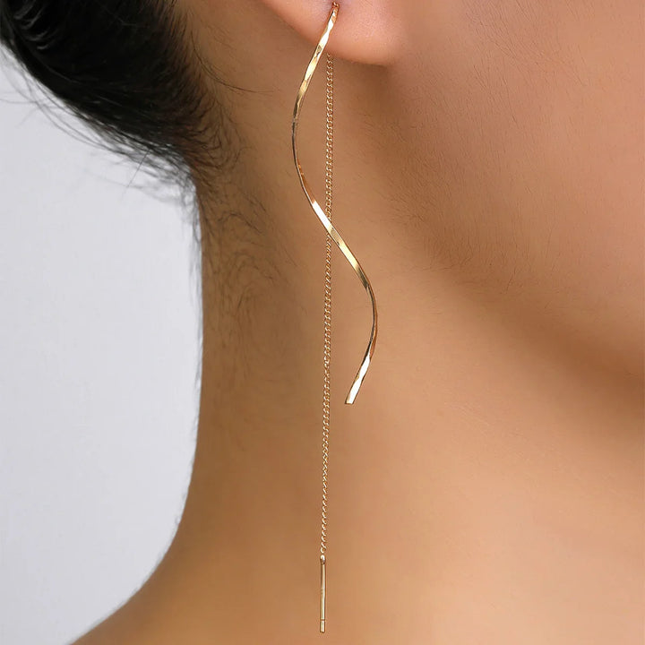 Zoe | Wave Threader Earrings