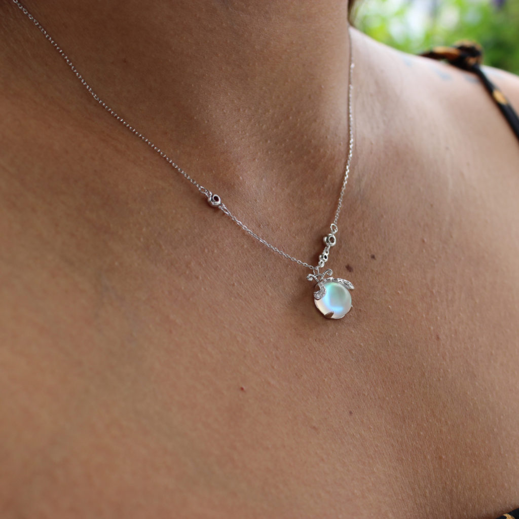 Mia | Sterling Silver Firefly Necklace with Moonstone Pendant