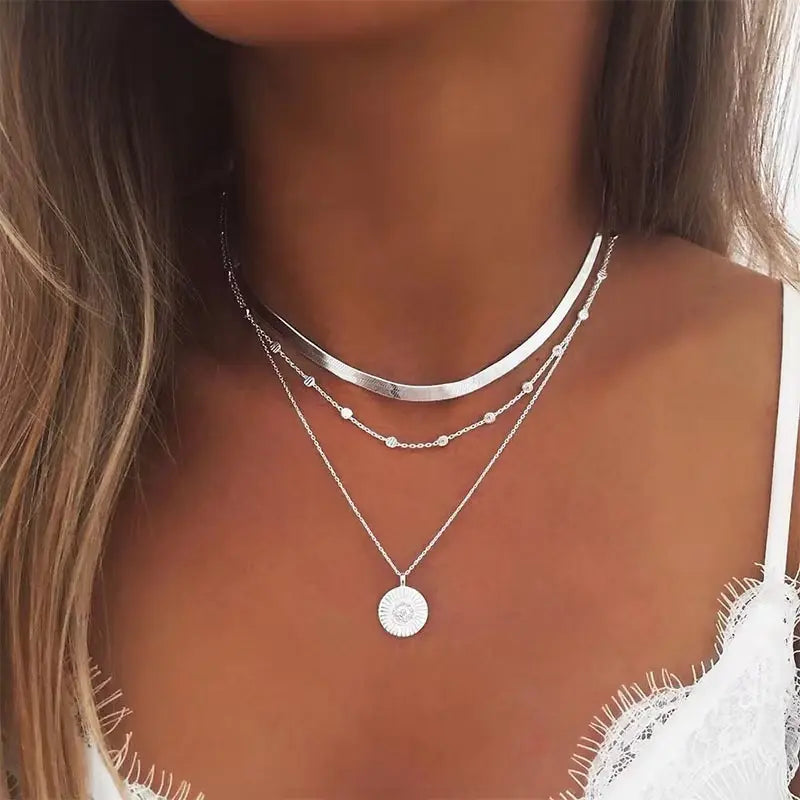 Layered Silver Necklace for Women