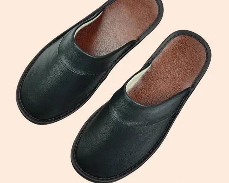 Men’s Leather Slippers | Soft Slip-On House Shoes