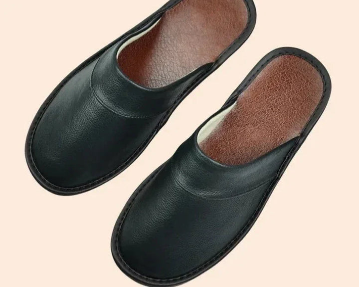 Men’s Leather Slippers | Soft Slip-On House Shoes