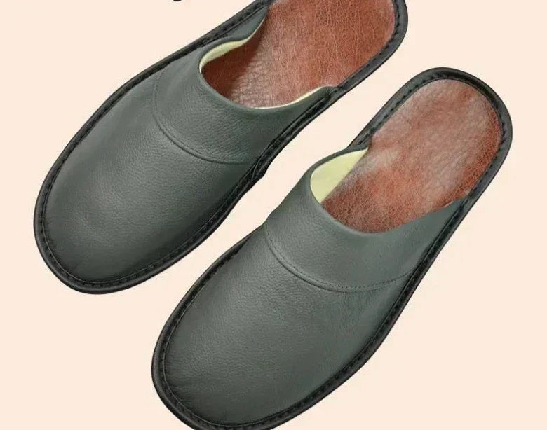 Men’s Leather Slippers | Soft Slip-On House Shoes