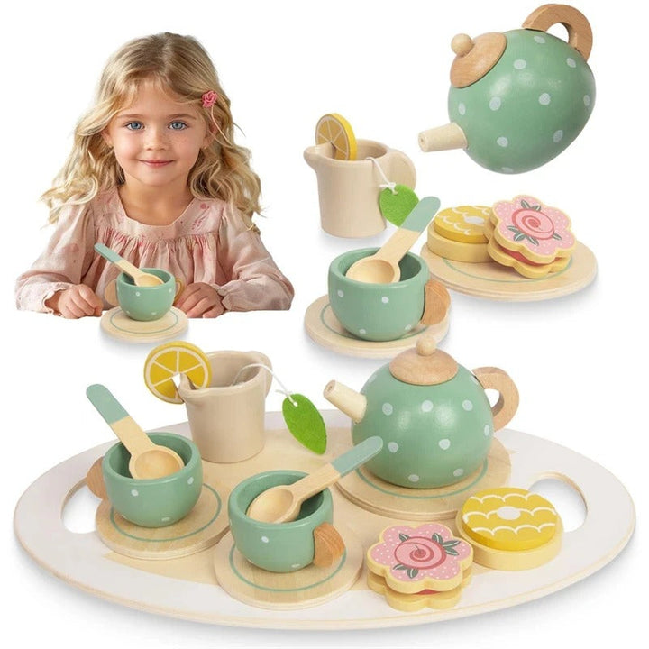 Wooden Tea Set | Pretend Play Tea Party Set for Kids