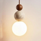 Modern Travertine and Mahogany Pendant Light