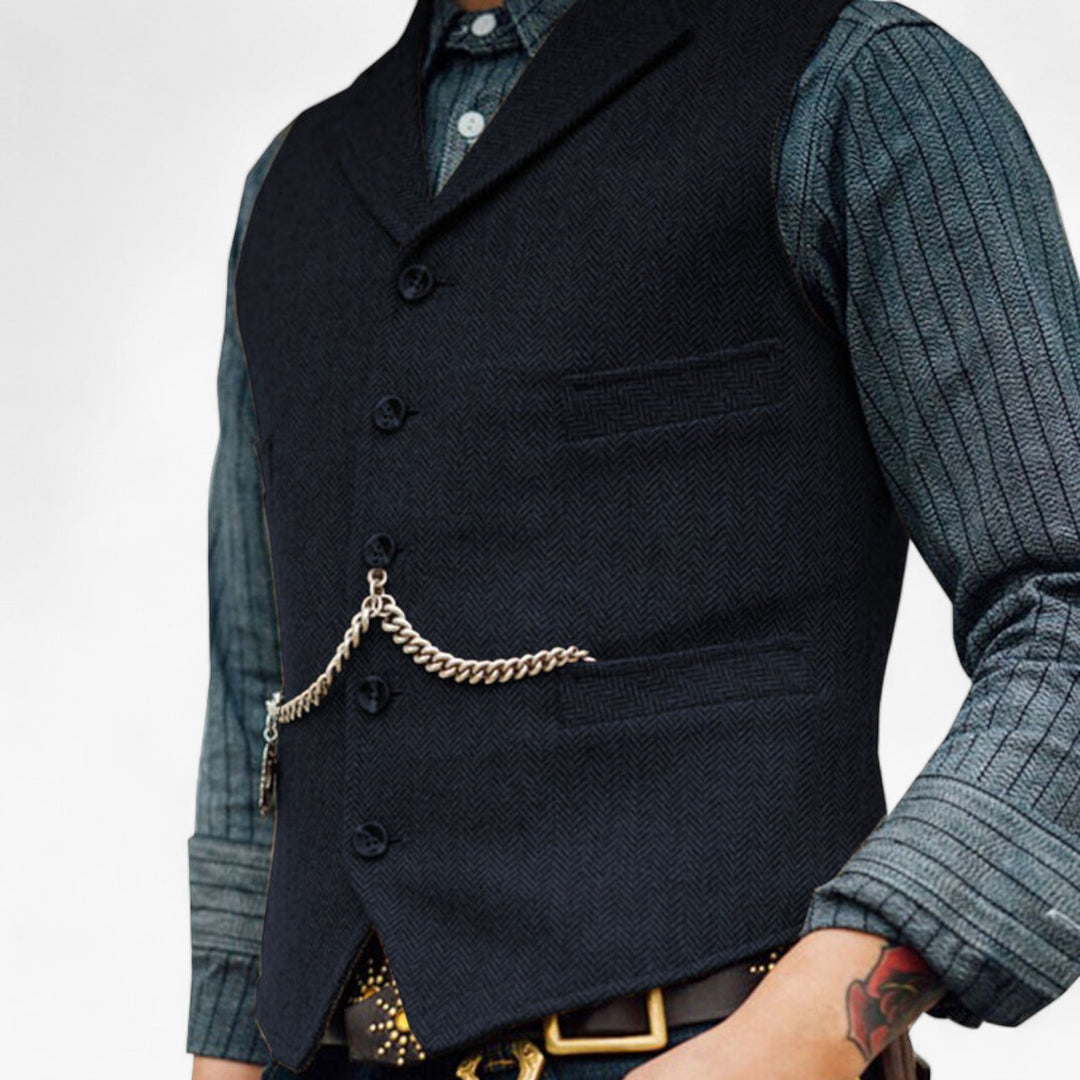 Men’s Timeless Wool Vest | Classic Herringbone Design