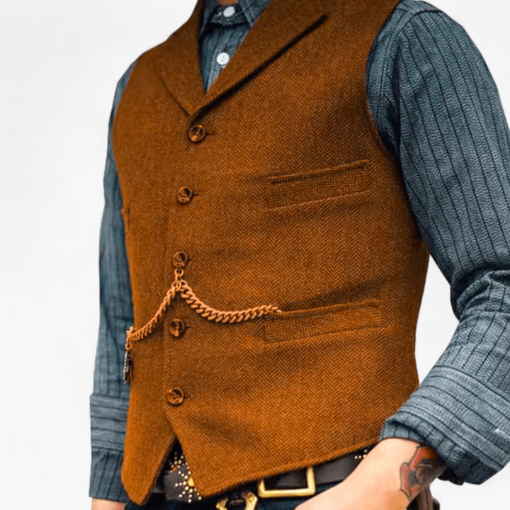 Men’s Timeless Wool Vest | Classic Herringbone Design
