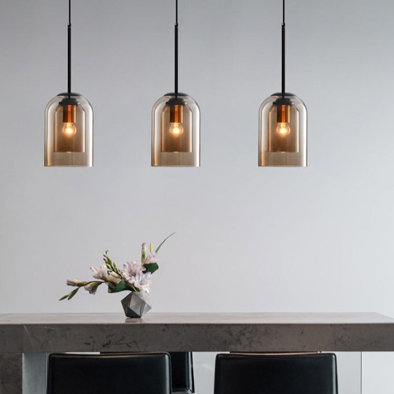 Mid-Century Pendant Lam | Double Glass Shade
