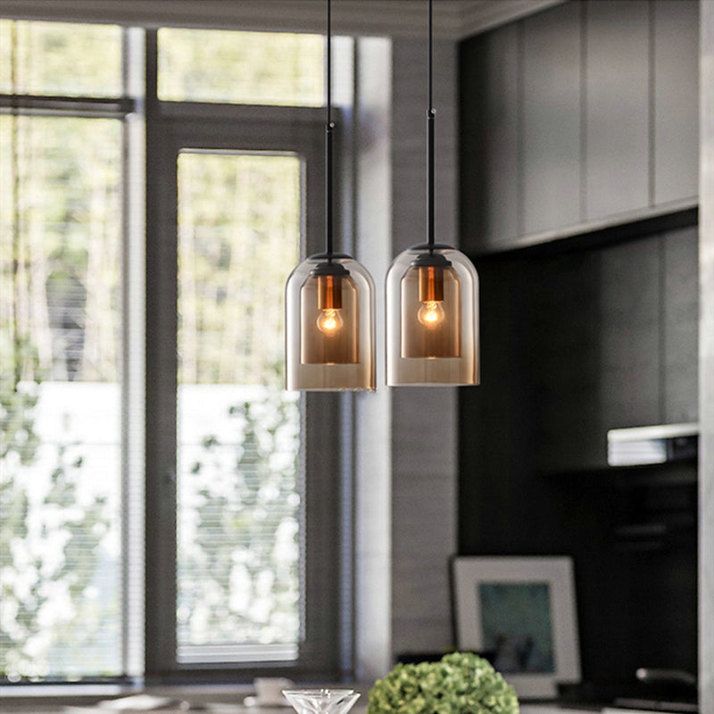 Mid-Century Pendant Lam | Double Glass Shade