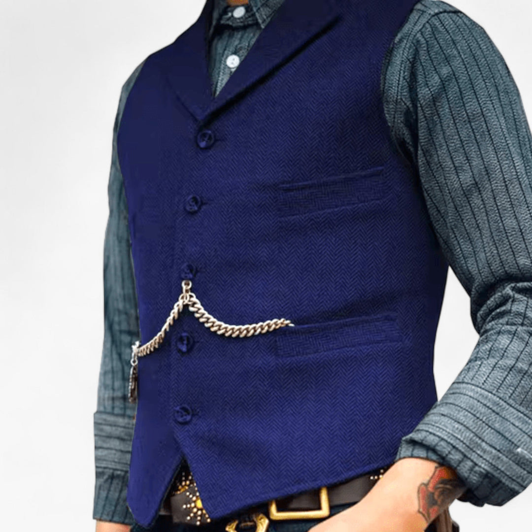 Men’s Timeless Wool Vest | Classic Herringbone Design