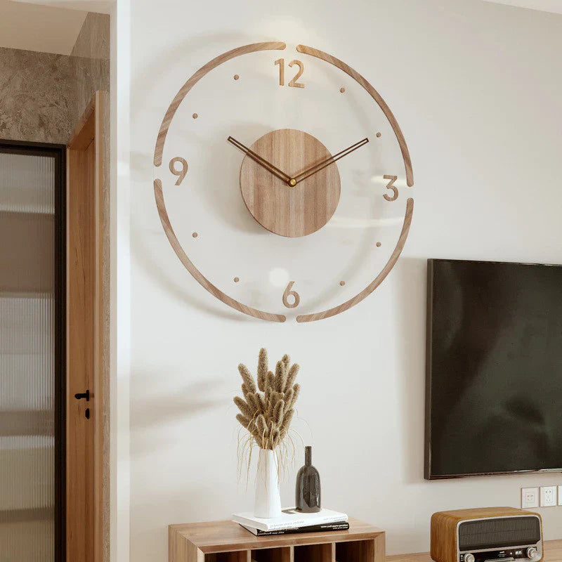 Nordic Wooden Wall Clock | No-Tick Silent Movement